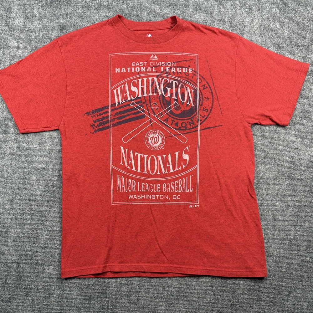 Washington Nationals Shirt Mens XL Red MLB Baseball Majestic East Division Tee